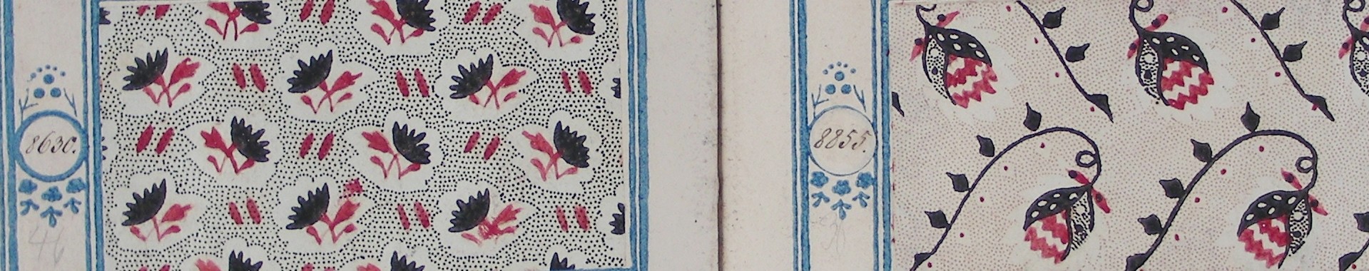 zwei Stoffmuster mit Blumen