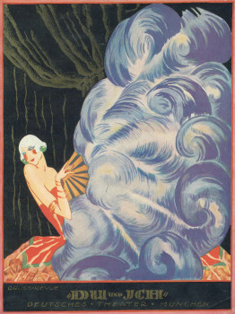 Notenausgabe, -eine Dame mit einem über das ganze Bild reichenden Fächer, mit der Aufschrift "DU und ICH" Deutsches Theater München